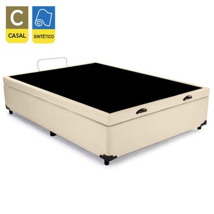 Imagem de Cama Box Baú Casal Sintético + Colchão De Espuma D33 - SerenePrime - 138cm Bege