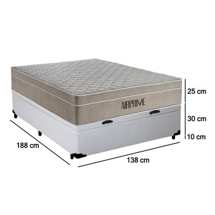 Imagem de Cama Box Baú Casal Sintético Cremil + Colchão Molas Ensacadas AirPrime 138x188x65cm Branco