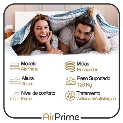 Imagem de Cama Box Baú Casal Sintético Cremil + Colchão Molas Ensacadas AirPrime 138x188x65cm Preto