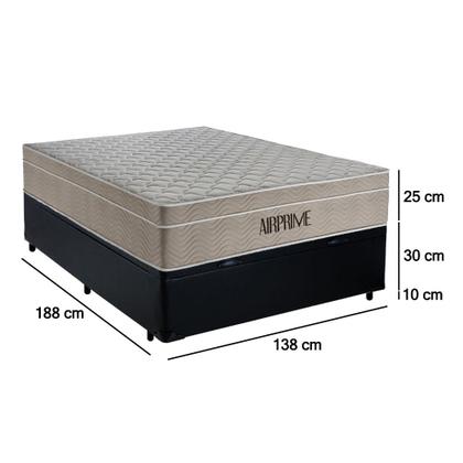 Imagem de Cama Box Baú Casal Sintético Cremil + Colchão Molas Ensacadas AirPrime 138x188x65cm Preto