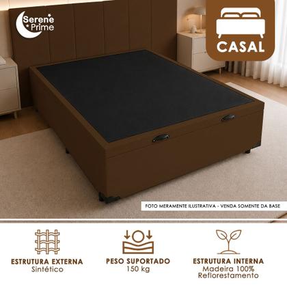 Imagem de Cama Box Baú Casal Sintético SerenePrime Marrom 138x188x44