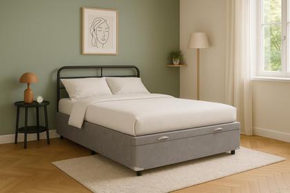 Imagem de Cama Box Baú Casal Suede Cinza - 138x188x35