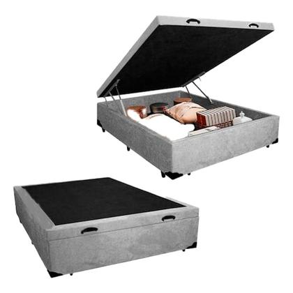 Imagem de Cama Box Baú Casal Suede Cinza 42x138x188