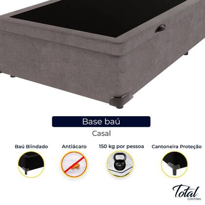 Imagem de Cama Box Baú Casal Suede Cinza
