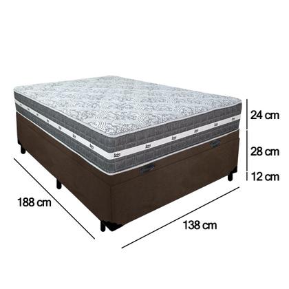 Imagem de Cama Box Baú Casal Suede + Colchão Anjos Black Graphite Molas Ensacadas 138x188x64cm