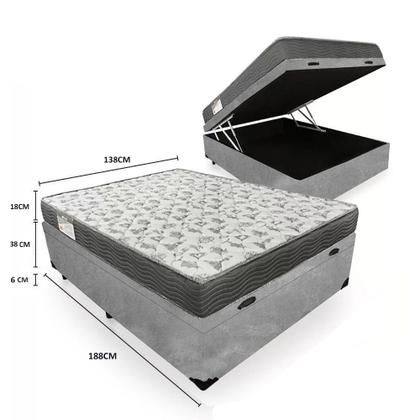 Imagem de Cama Box Baú Casal Suede + Colchão De Espuma D33 - SerenePrime - 138cm Cinza