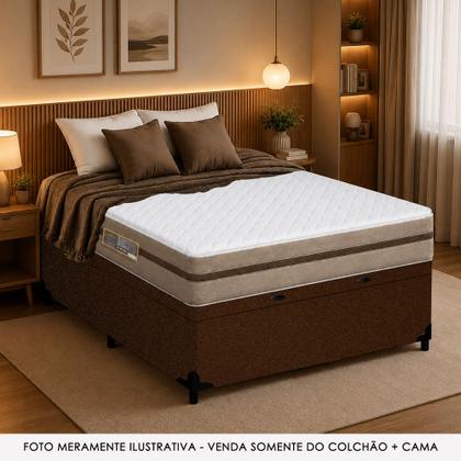 Imagem de Cama Box Baú Casal Suede + Colchão Molas Ensacadas Royal Sleep BioClassic 138x188x64