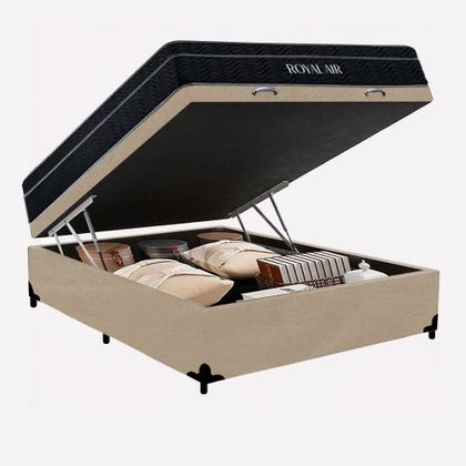 Imagem de Cama Box Baú Casal Suede + Colchão Molas Ensacadas Royal Sleep Royal Air 138x188x67
