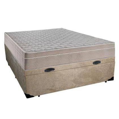 Imagem de Cama Box Baú Casal Suede + Colchão SerenePrime Molas Ensacadas 138x188x69 Bege