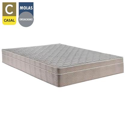 Imagem de Cama Box Baú Casal Suede + Colchão SerenePrime  Molas Ensacadas 138x188x69 Marrom