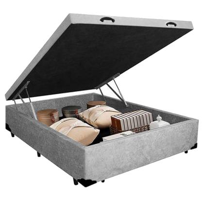 Imagem de Cama Box Baú Casal Suede SerenePrime Cinza 138x188x44