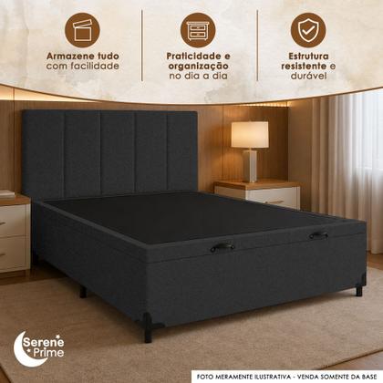 Imagem de Cama Box Baú Casal Suede SerenePrime Preto 138x188x44