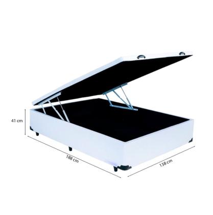 Imagem de Cama Box Baú Casal Tecido Sintético Branco Com Colchão 138 Toronto Molas Ensacadas D33 32cm
