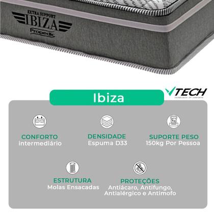 Imagem de Cama Box Baú Cinza e Colchão Ibiza Molas Superlastic Viúvo V-Store 128x188x22