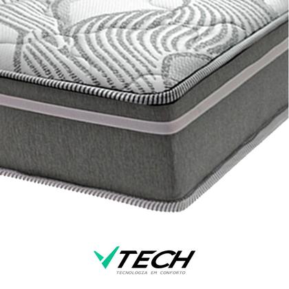 Imagem de Cama Box Baú Cinza e Colchão Ibiza Molas Superlastic Viúvo V-Store 128x188x22