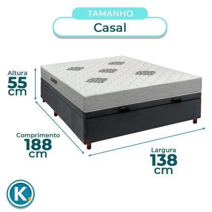 Imagem de Cama Box Bau + Colchão Casal D28 Confort Premium + 2 Travesseiros Ortobom