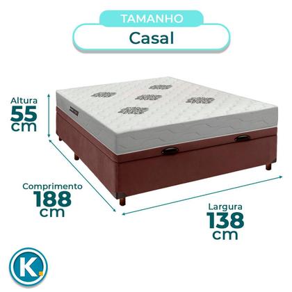 Imagem de Cama Box Bau + Colchão Casal D28 Confort Premium + 2 Travesseiros Ortobom