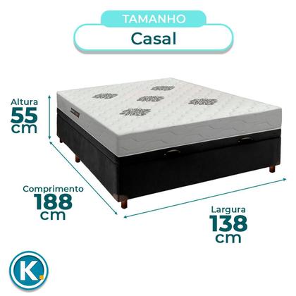 Imagem de Cama Box Bau + Colchão Casal D28 Confort Premium + 2 Travesseiros Ortobom