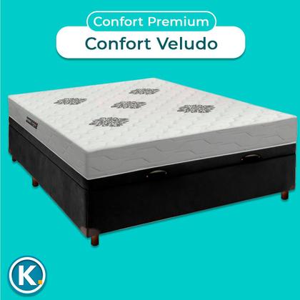 Imagem de Cama Box Bau + Colchão Casal D28 Confort Premium + 2 Travesseiros Ortobom
