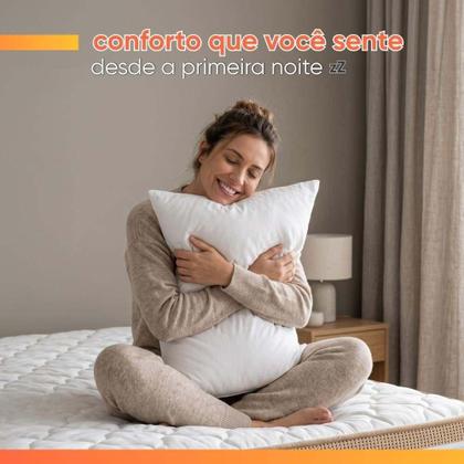 Imagem de Cama Box Baú Colchão Casal King Molas Ensacadas Real 193x203x68cm Bege / Branco Inducol - Suporta até 130kg por Pessoa