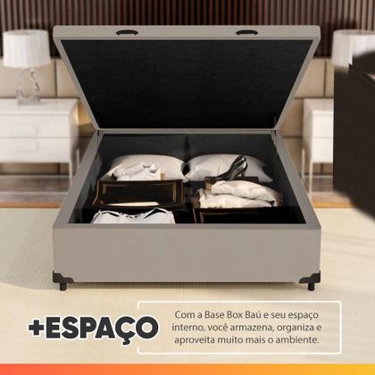 Imagem de Cama Box Baú Colchão Casal Molas Ensacadas City Pillow Top 138x64cm Branco/Bege Hellen