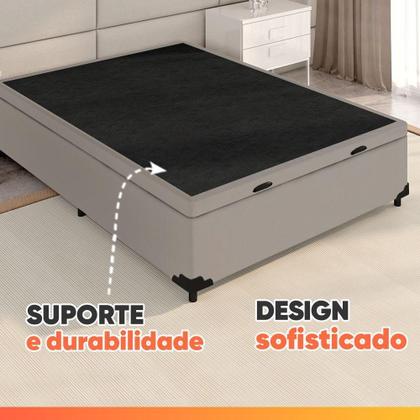 Imagem de Cama Box Baú Colchão Casal Molas Ensacadas City Pillow Top 138x64cm Branco/Bege Hellen