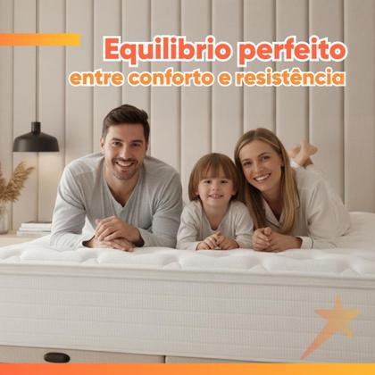 Imagem de Cama Box Baú Colchão Casal Queen Molas Ensacadas Real 158x198x68cm Branco / Bege Inducol - Suporta até 130kg por Pessoa