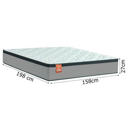 Imagem de Cama Box Baú Colchão Casal Queen Molas Ensacadas Real 158x198x68cm Linho Branco / Preto Inducol - Suporta até 130kg por Pessoa