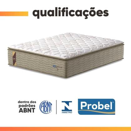 Imagem de Cama Box Baú Colchão Casal Queen Probel Molas Guarda Costas Max Pillow Top 158x198x81cm Bege / Branco