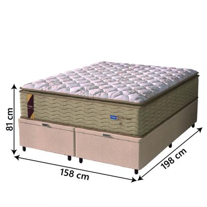 Imagem de Cama Box Baú Colchão Casal Queen Probel Molas Guarda Costas Max Pillow Top 158x198x81cm Bege / Branco