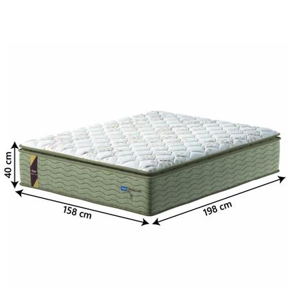 Imagem de Cama Box Baú Colchão Casal Queen Probel Molas Guarda Costas Max Pillow Top 158x198x81cm Bege / Branco