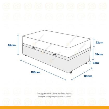 Imagem de Cama Box Baú + Colchão de Solteiro Classic Molas Pocket 88x188x64cm