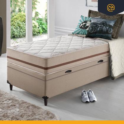 Imagem de Cama Box Baú + Colchão de Solteiro Classic Molas Pocket 88x188x64cm