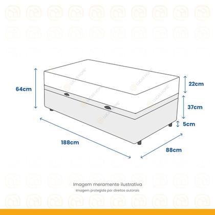 Imagem de Cama Box Baú + Colchão de Solteiro Classic Molas Pocket 88x188x64cm