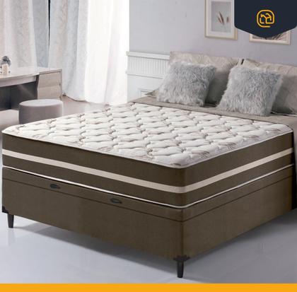 Imagem de Cama Box Baú + Colchão de Viúva Classic Molas Ensacadas 128x188x64cm