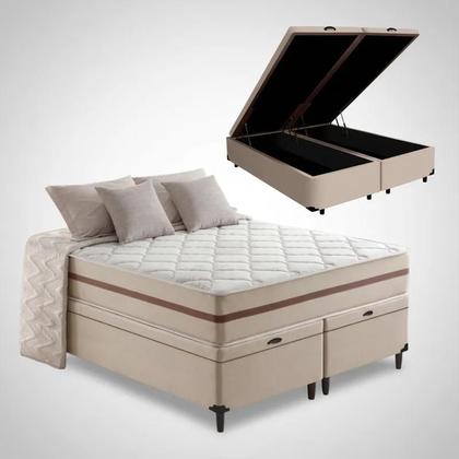Imagem de Cama Box Baú + Colchão de Viúva Classic Molas Pocket 128x188x64cm