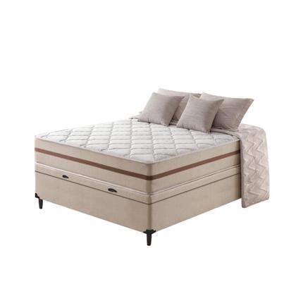 Imagem de Cama Box Baú + Colchão de Viúva Classic Molas Pocket 128x188x64cm