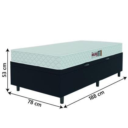 Cama Box Baú Colchão Solteiro Espuma D20 Malibu 78x188x53cm Branco / Preto Hellen - KHIARA Imagem de Cama Box Baú Colchão Solteiro Espuma D20 Malibu 78x188x53cm Branco / Preto Hellen