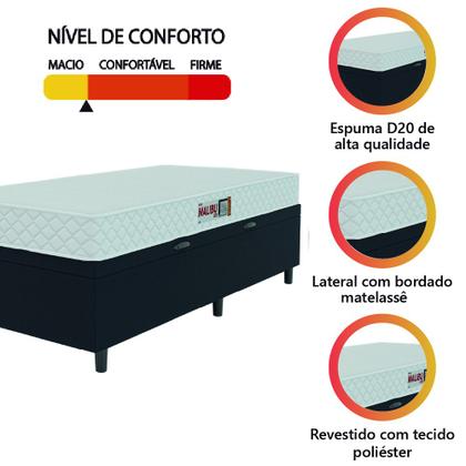 Cama Box Baú Colchão Solteiro Espuma D20 Malibu 78x188x53cm Branco / Preto Hellen - KHIARA Imagem de Cama Box Baú Colchão Solteiro Espuma D20 Malibu 78x188x53cm Branco / Preto Hellen