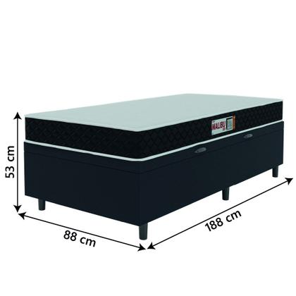 Cama Box Baú Colchão Solteiro Espuma D20 Malibu 88x188x53cm Preto / Branco Hellen - KHIARA Imagem de Cama Box Baú Colchão Solteiro Espuma D20 Malibu 88x188x53cm Preto / Branco Hellen