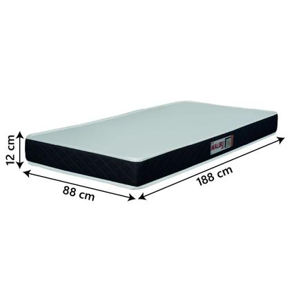 Cama Box Baú Colchão Solteiro Espuma D20 Malibu 88x188x53cm Preto / Branco Hellen - KHIARA Imagem de Cama Box Baú Colchão Solteiro Espuma D20 Malibu 88x188x53cm Preto / Branco Hellen