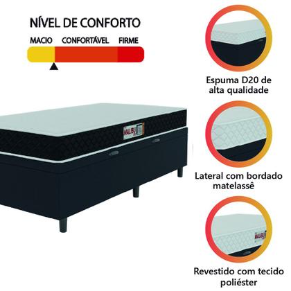 Cama Box Baú Colchão Solteiro Espuma D20 Malibu 88x188x53cm Preto / Branco Hellen - KHIARA Imagem de Cama Box Baú Colchão Solteiro Espuma D20 Malibu 88x188x53cm Preto / Branco Hellen