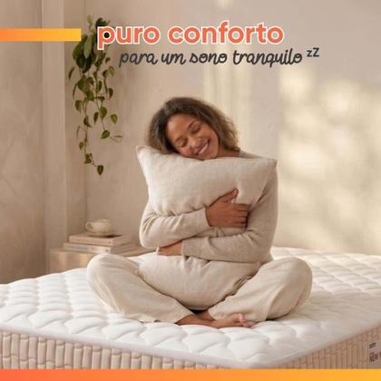 Imagem de Cama Box Baú Colchão Solteiro Espuma D33 New Millenium 88x188x60cm Branco / Bege Hellen - Suporta até 120kg por Pessoa