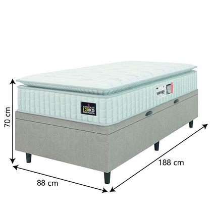 Cama Box Baú Colchão Solteiro Espuma D33 Vangogh Pillow Top 88x188x70cm Branco / Bege Hellen - Suporta até 120kg por Pessoa - PRINCE Imagem de Cama Box Baú Colchão Solteiro Espuma D33 Vangogh Pillow Top 88x188x70cm Branco / Bege Hellen - Suporta até 120kg por Pessoa