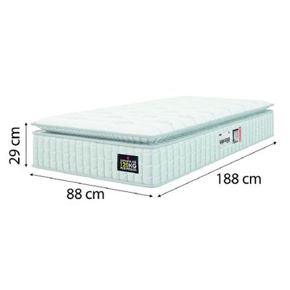 Cama Box Baú Colchão Solteiro Espuma D33 Vangogh Pillow Top 88x188x70cm Branco / Bege Hellen - Suporta até 120kg por Pessoa - PRINCE Imagem de Cama Box Baú Colchão Solteiro Espuma D33 Vangogh Pillow Top 88x188x70cm Branco / Bege Hellen - Suporta até 120kg por Pessoa