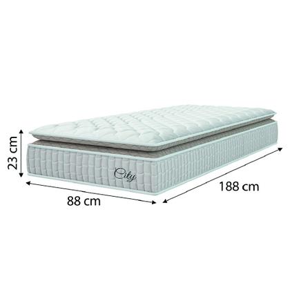 Cama Box Baú Colchão Solteiro Molas Ensacadas City Pillow Top 88x188x64cm Branco / Bege Hellen - Suporta até 110kg por Pessoa - PRINCE Imagem de Cama Box Baú Colchão Solteiro Molas Ensacadas City Pillow Top 88x188x64cm Branco / Bege Hellen - Suporta até 110kg por Pessoa