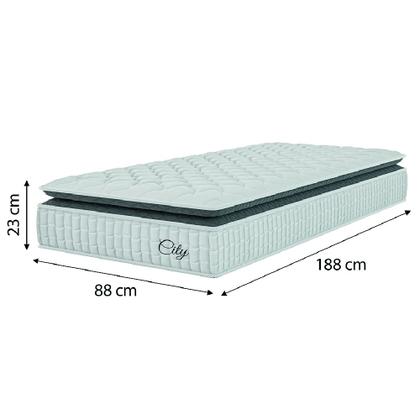 Cama Box Baú Colchão Solteiro Molas Ensacadas City Pillow Top 88x188x64cm Linho Branco / Preto Hellen - Suporta até 110kg por Pessoa - PRINCE Imagem de Cama Box Baú Colchão Solteiro Molas Ensacadas City Pillow Top 88x188x64cm Linho Branco / Preto Hellen - Suporta até 110kg por Pessoa