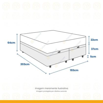 Cama Box Baú + Colchão Super King Classic Molas Pocket 193x203x64cm - Lucas Home Imagem de Cama Box Baú + Colchão Super King Classic Molas Pocket 193x203x64cm