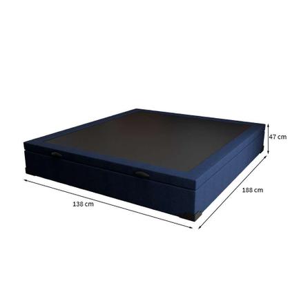 Imagem de Cama Box Baú com Colchão Casal Guldi Duplo Plus D28 e 2 Travesseiros Guldi Soft Nasa Azul e Branco