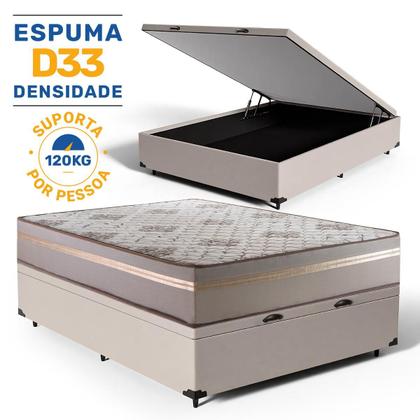 Imagem de Cama Box Baú com Colchão de Espuma D33 Millenium One Face + 2 Trav Casal 138cm